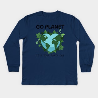 GO PLANET IT'S YOUR EARTH DAY 2024  gift april 22 Rainbow Kids Long Sleeve T-Shirt